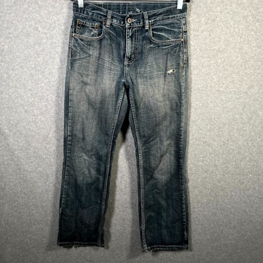 Flypaper Bootcut Jeans Womens 16 Blue Denim Cotton Slim Fit Whiskers Streetwear